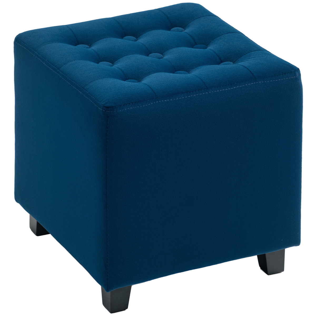 Homcom Square Footstool Small Ottoman With Wood Legs For Bedroom Blue