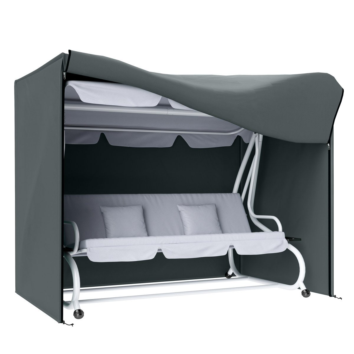 Outsunny 3 Seater Garden Swing Cover, Windproof And Anti-Uv, Grey