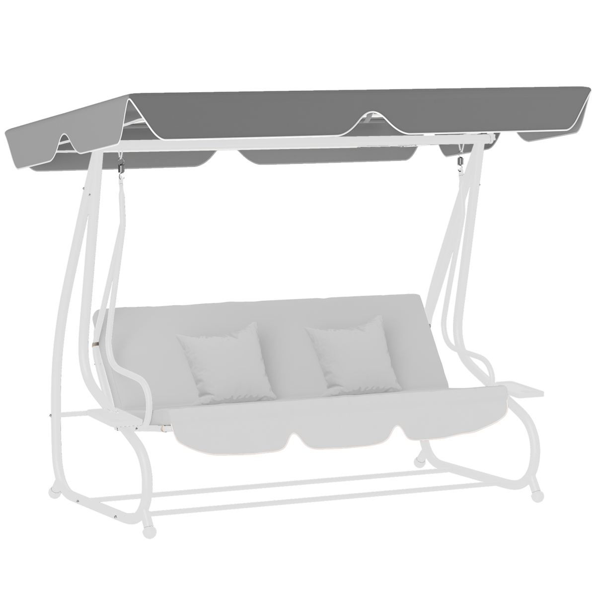 Outsunny Waterproof Garden Swing Canopy Replacement 3 Seater, Dark Grey