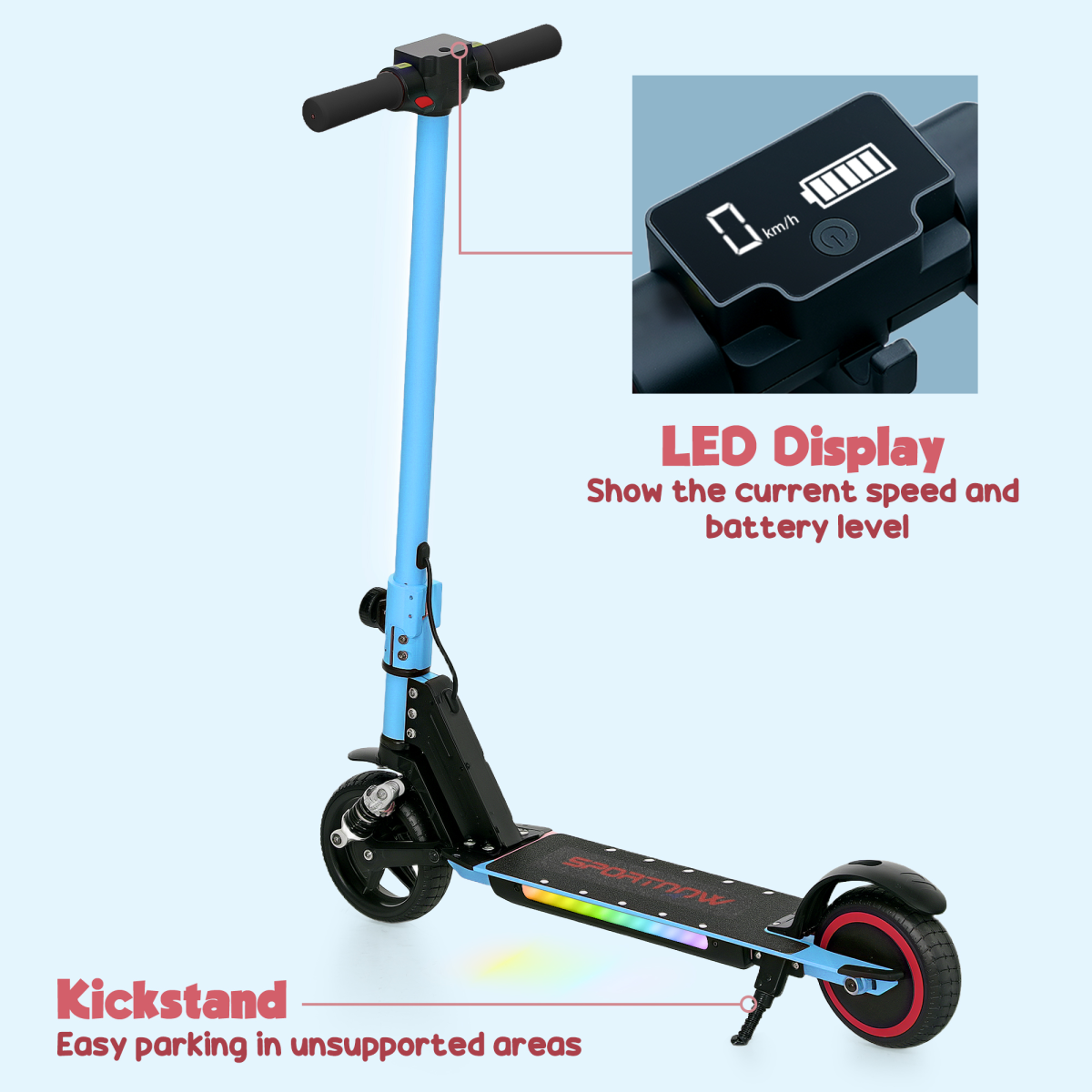 SPORTNOW Folding Electric Scooter w/ LED Lights and Display - Picture 49 of 59