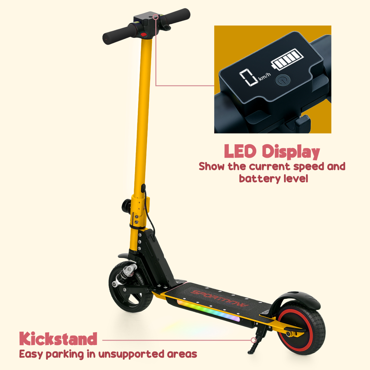 SPORTNOW Folding Electric Scooter w/ LED Lights and Display - Picture 39 of 59
