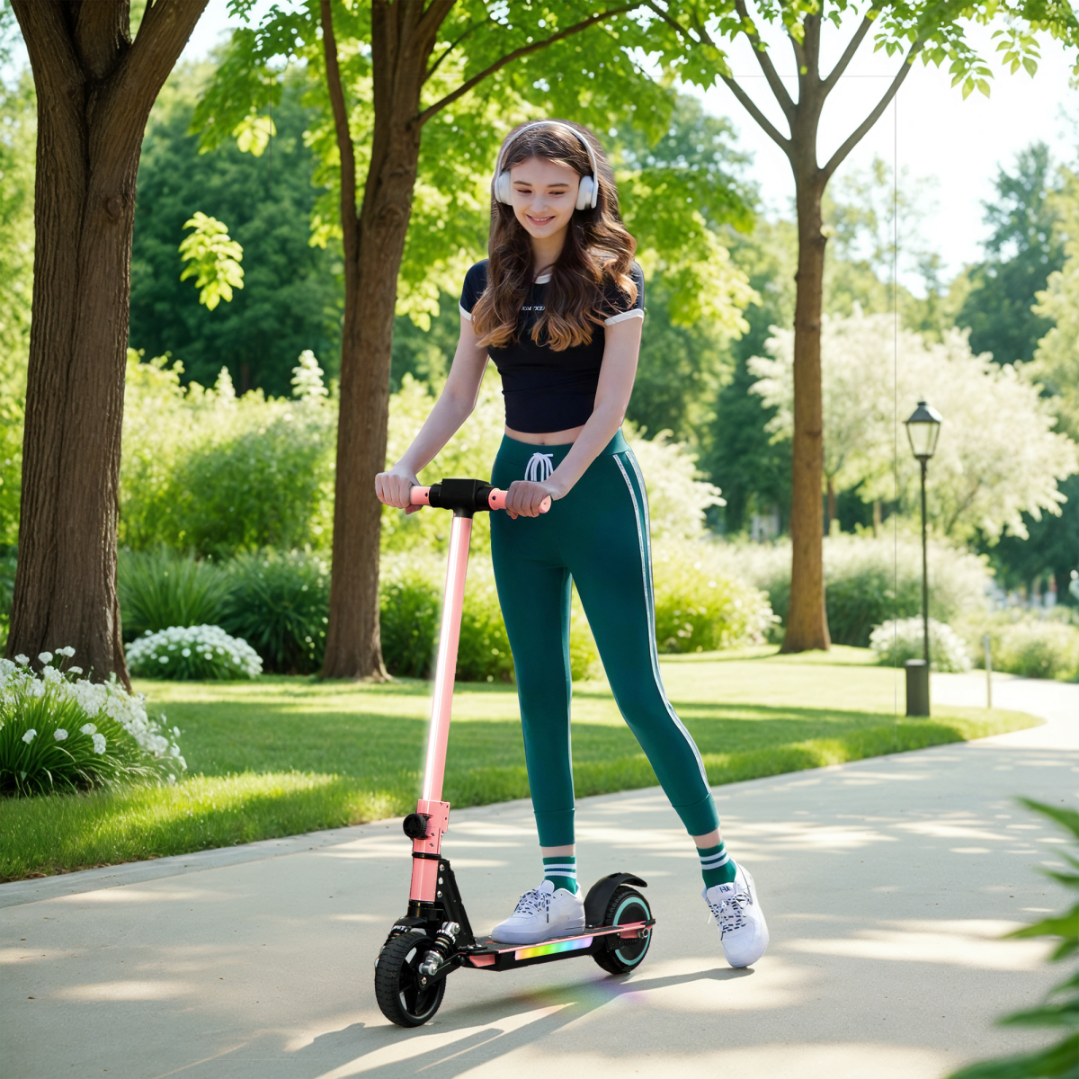SPORTNOW Folding Electric Scooter w/ LED Lights and Display - Picture 22 of 59