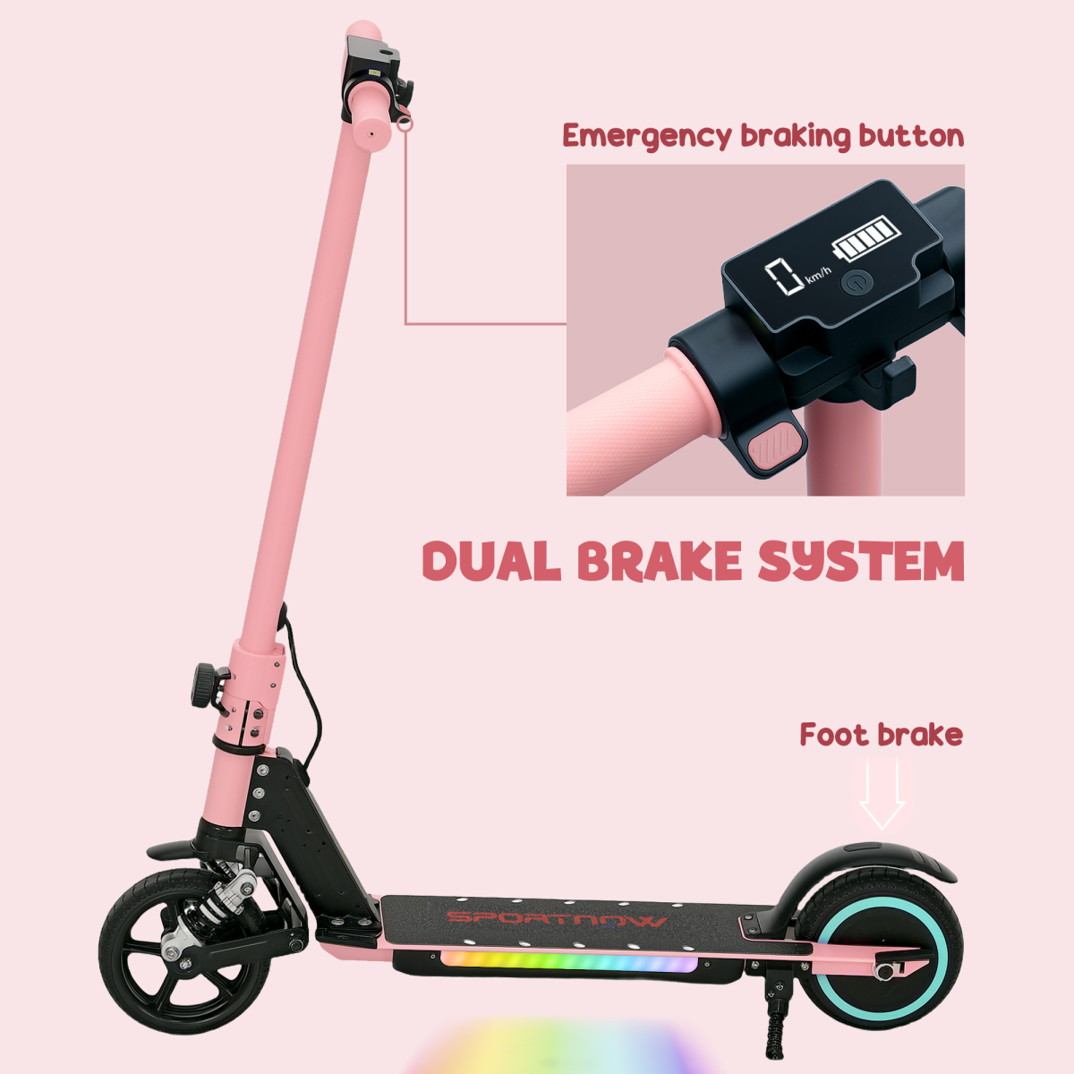 SPORTNOW Folding Electric Scooter w/ LED Lights and Display - Picture 24 of 59
