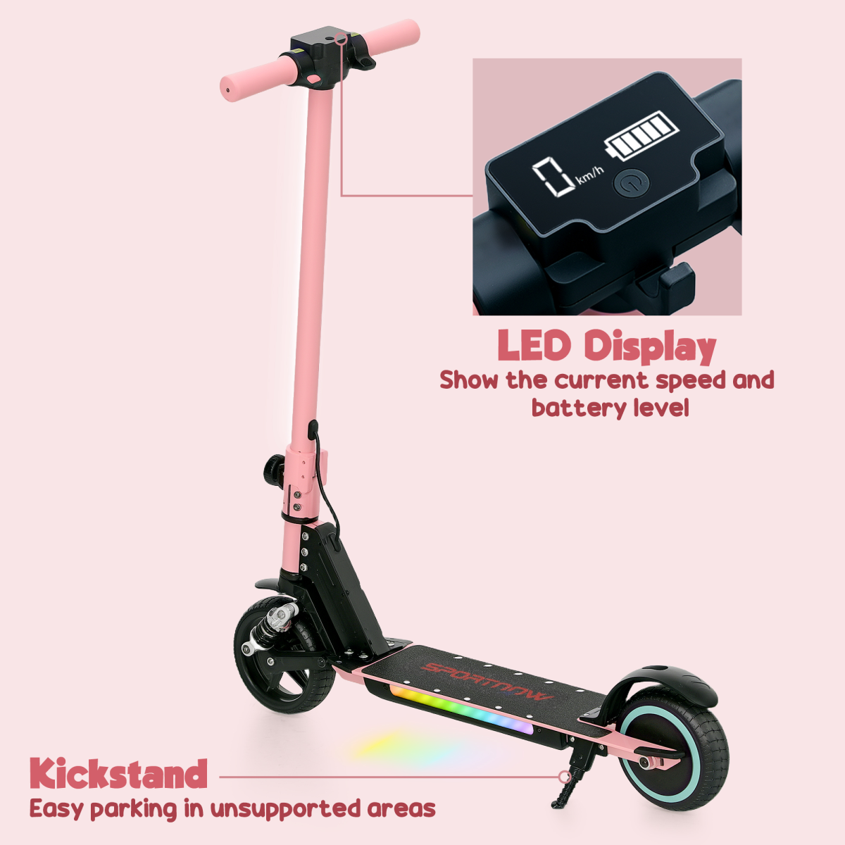 SPORTNOW Folding Electric Scooter w/ LED Lights and Display - Picture 29 of 59