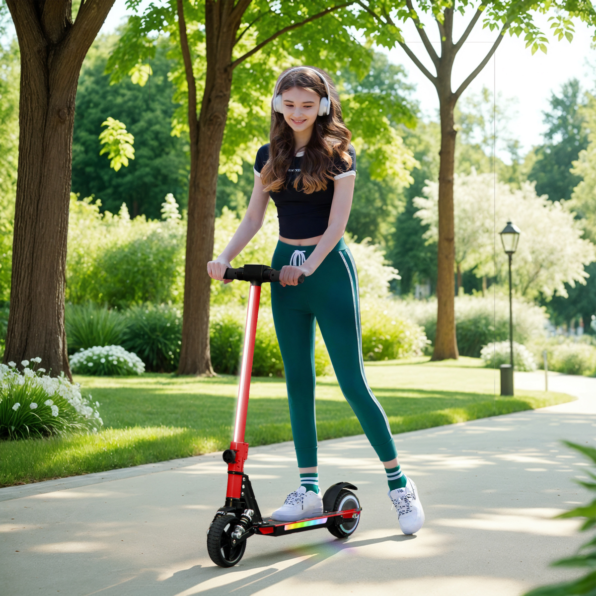 SPORTNOW Folding Electric Scooter w/ LED Lights and Display - Picture 12 of 59