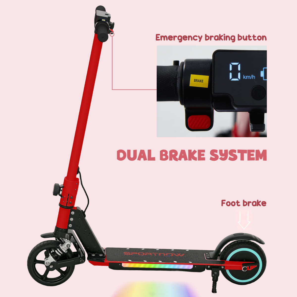 SPORTNOW Folding Electric Scooter w/ LED Lights and Display - Picture 14 of 59