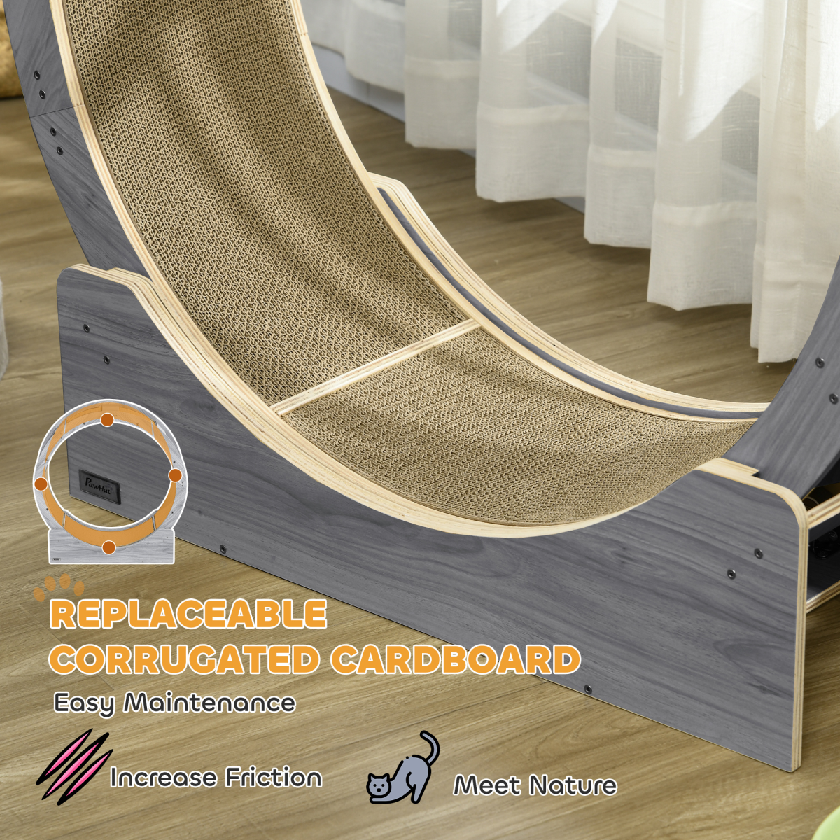 PawHut Cat Wheel with Brake, Scratching Pads - Picture 18 of 20