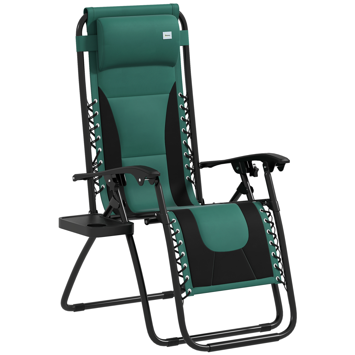 Outsunny Zero Gravity Lounger Folding Recliner Chair W/ Cup Holder Green