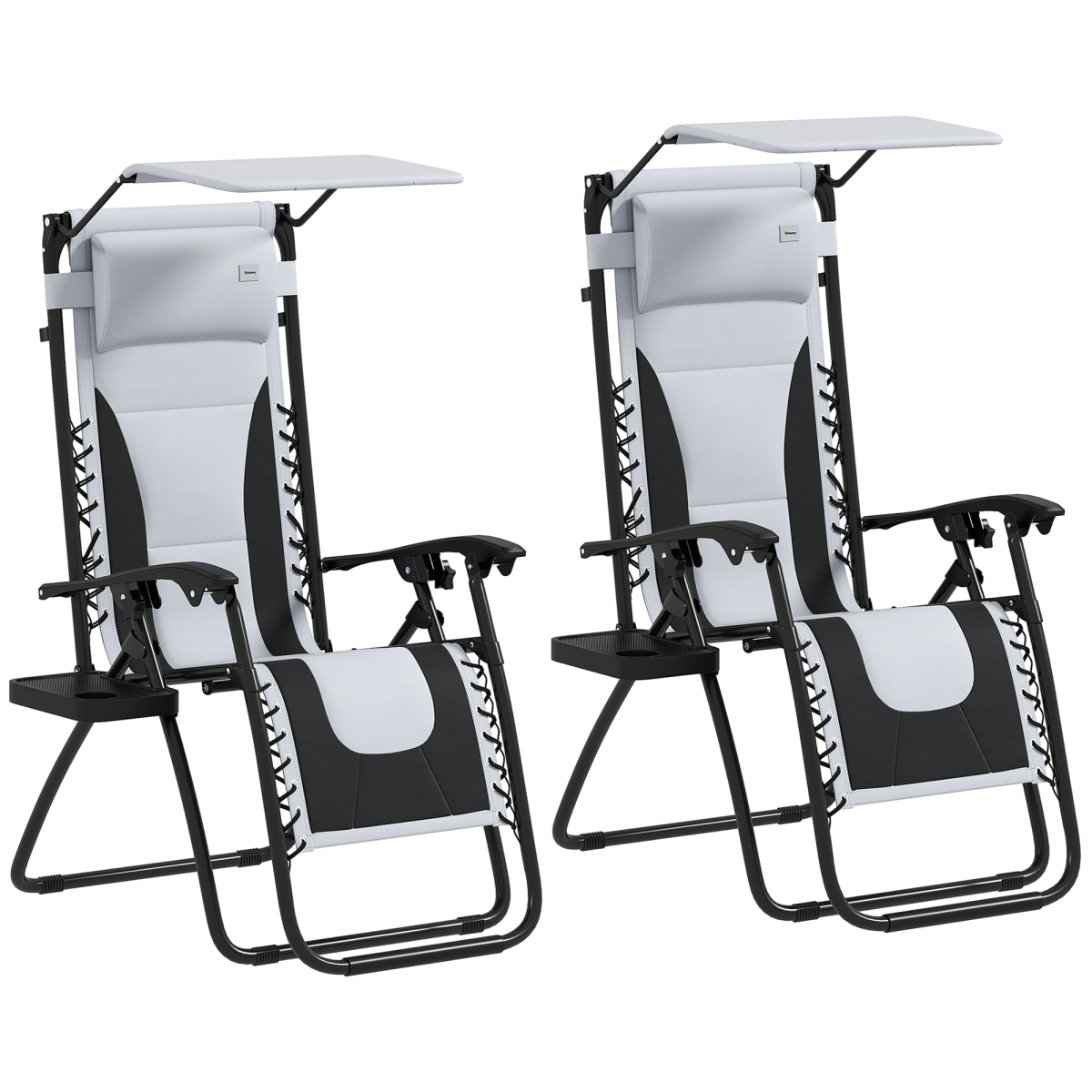 Outsunny 2 Pcs Zero Gravity Lounger Chair, Folding Reclining Chair, Grey