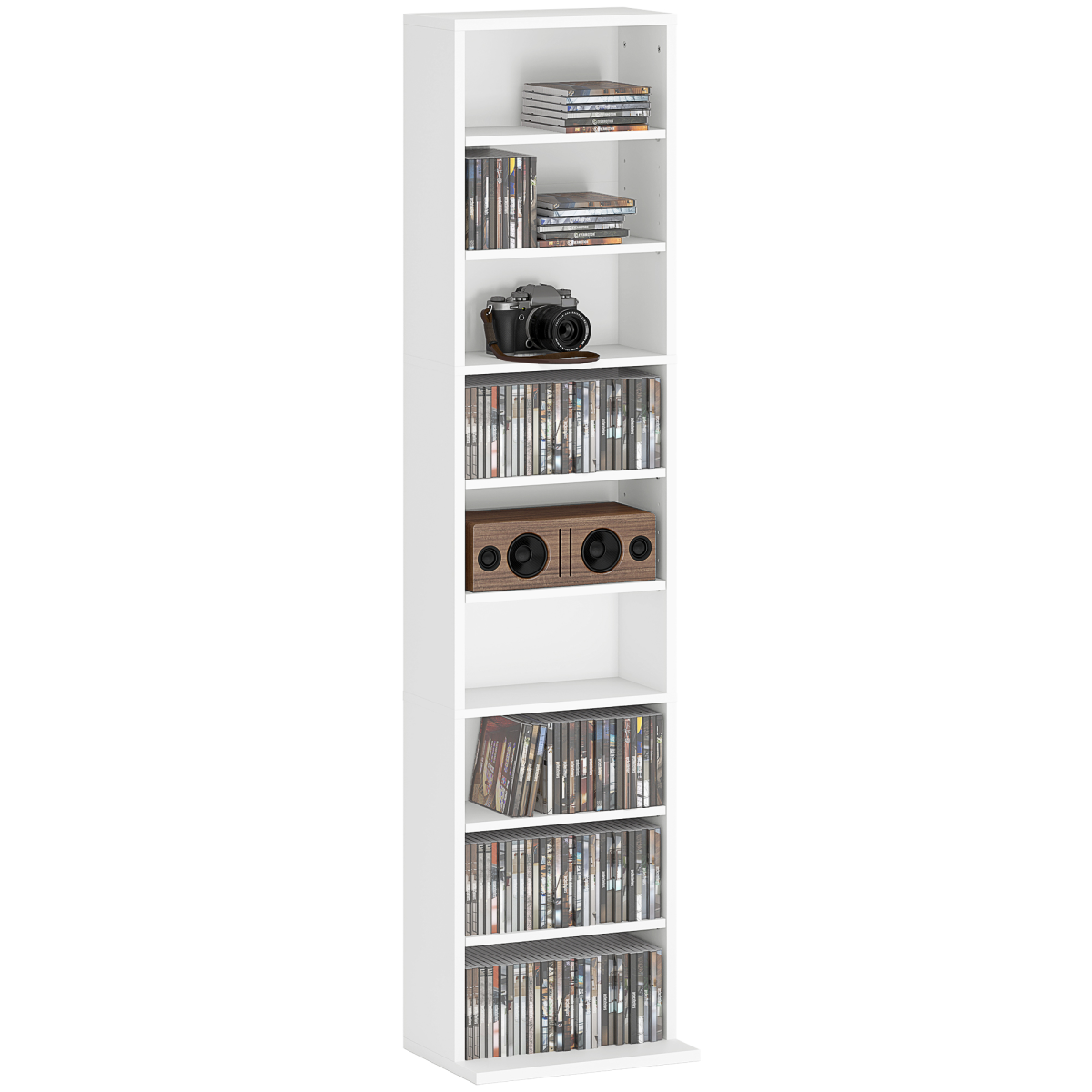 Homcom 260 Cd Storage Unit 120 Dvd Storage Tower With 9 Compartments White