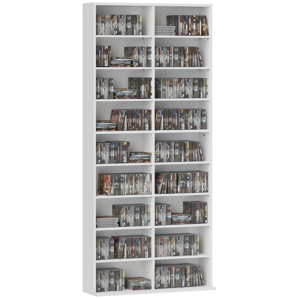 Homcom 640 Cd Storage Unit 360 Dvd Storage Tower W/ 18 Compartments White