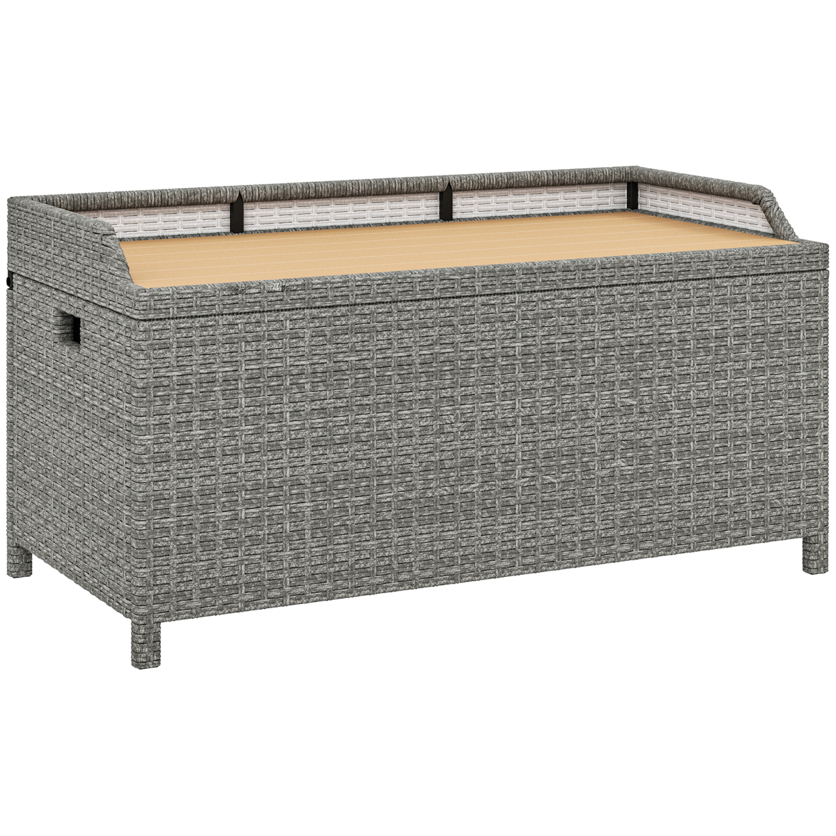 Outsunny Rattan Outdoor Storage Bench With Aluminium Frame, Grey