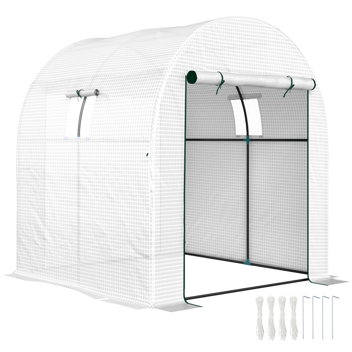Outsunny 1.8 x 1.8 x 2m Polytunnel Greenhouse with Doors and Mesh Windows - Produktbild 1