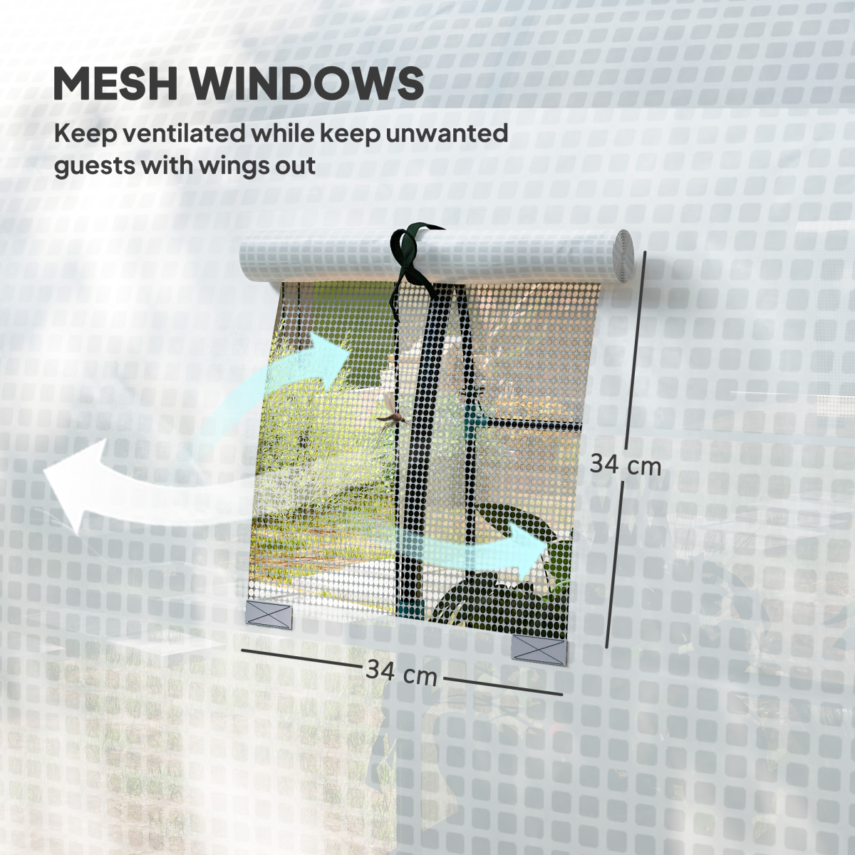 Outsunny 1.8 x 1.8 x 2m Polytunnel Greenhouse with Doors and Mesh Windows - Produktbild 6