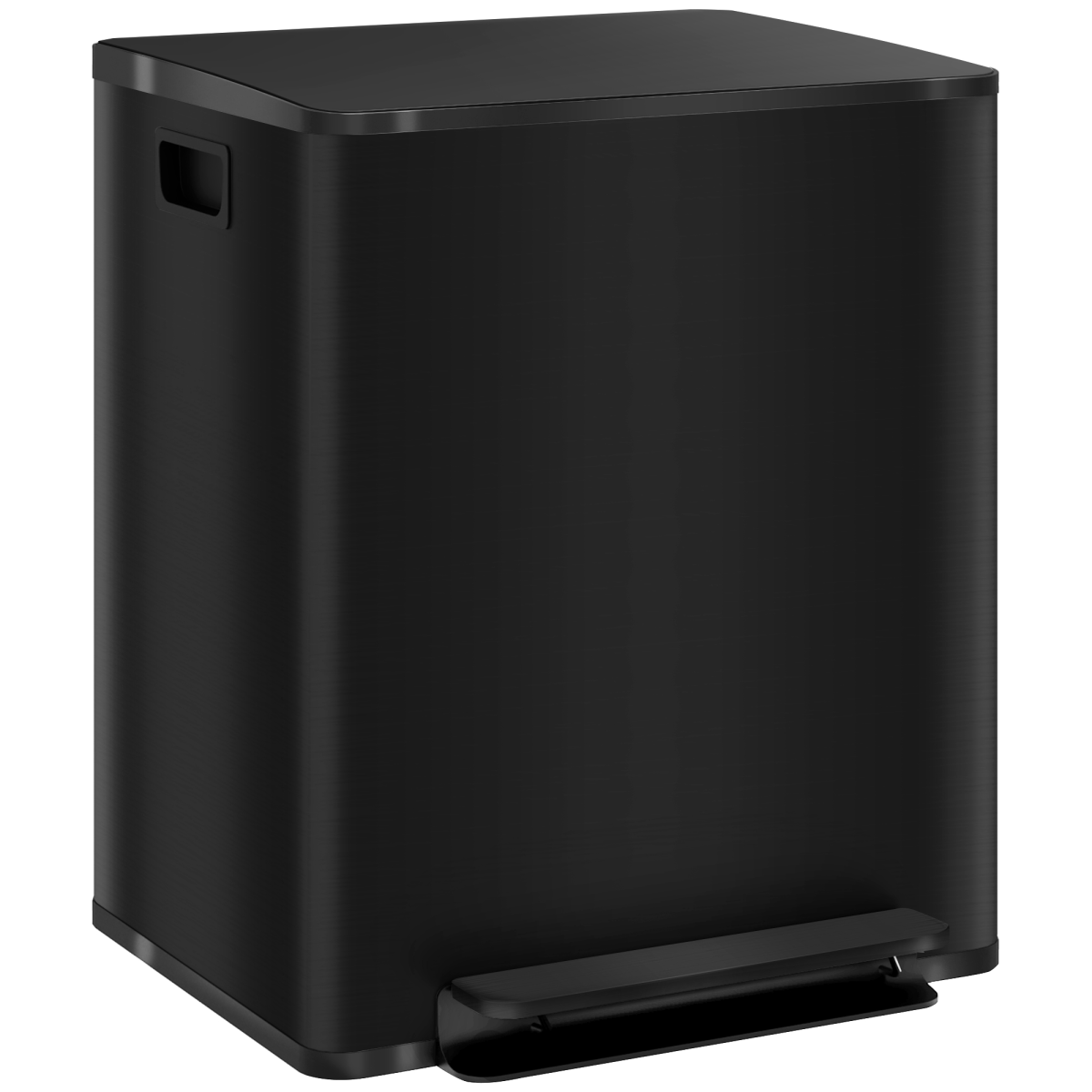 Homcom 2 X 25l Double Kitchen Bin, Pedal Bin With Soft-Close Lid, Black