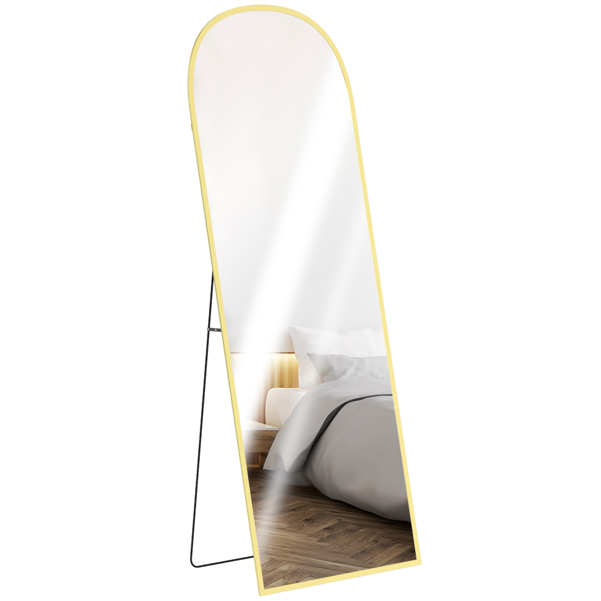 Homcom Full Length Mirror With Aluminium Alloy Frame Hanging Or Leaning Gold