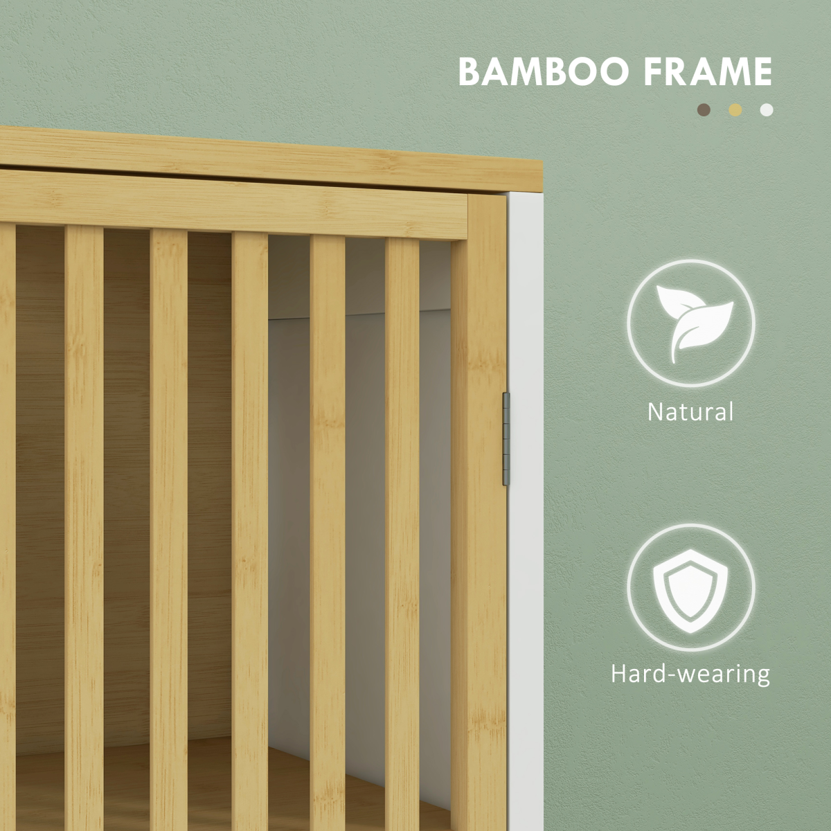 Under Sink Bathroom Cabinet, Bamboo Sink Storage Cabinet Slat Doors HOMCOM - Picture 17 of 20