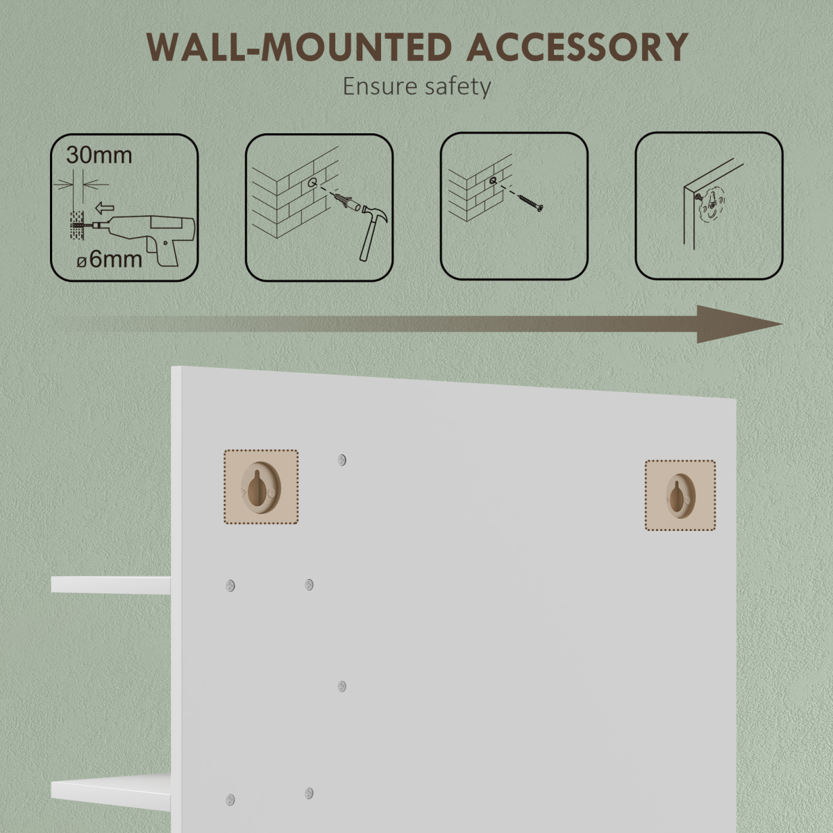 HOMCOM Bathroom Mirror Wall Mount Vanity Mirror with 4 Storage Shelves - Picture 17 of 20