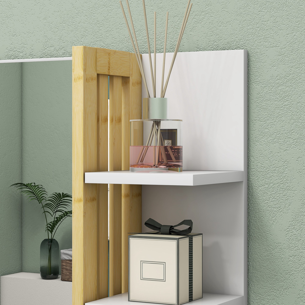 HOMCOM Bathroom Mirror Wall Mount Vanity Mirror with 4 Storage Shelves - Picture 19 of 20