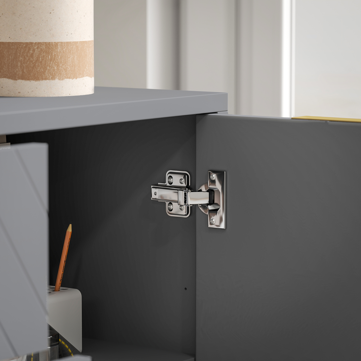 Elegant Sideboard Storage Cabinet with Adjustable Shelves & Gold Tone Base - Picture 20 of 20