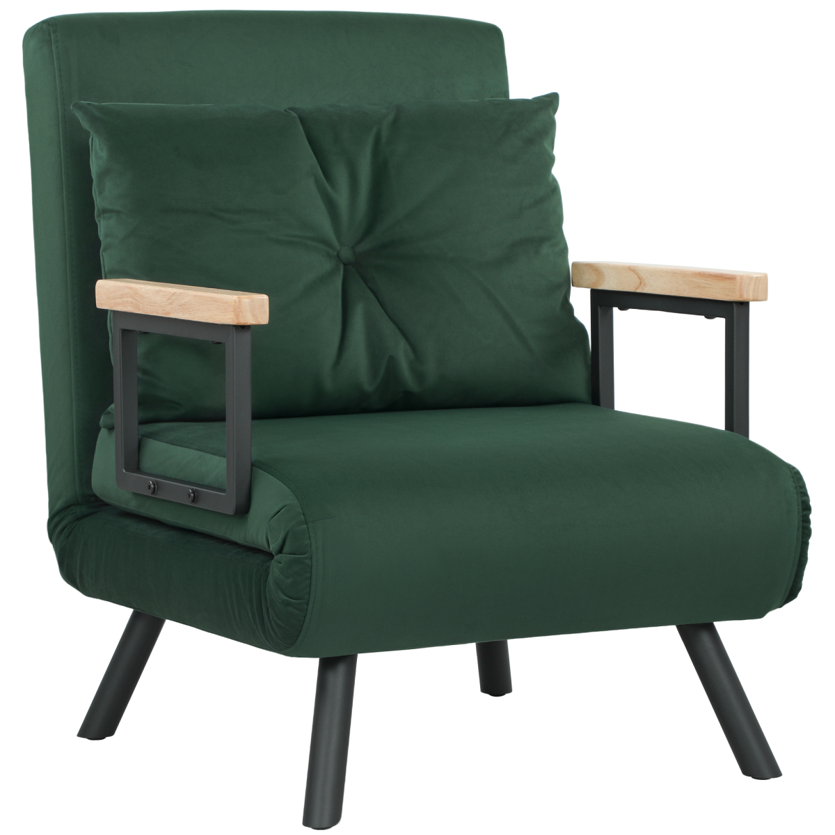 Homcom Click Clack Single Chair Bed Settee For Living Room, Green