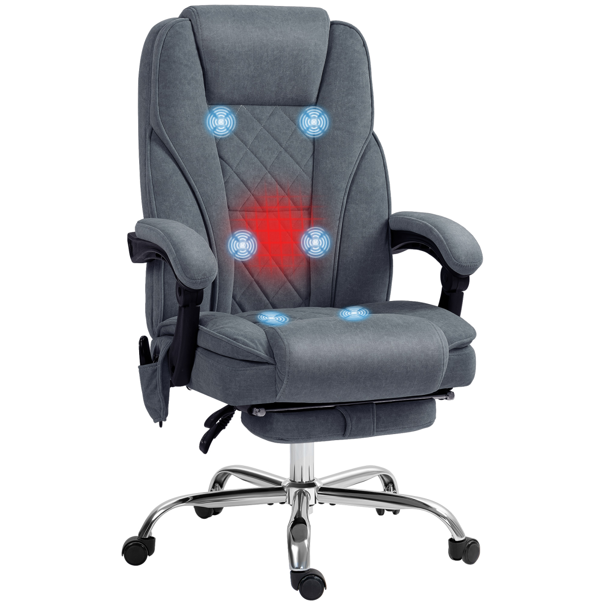 Vinsetto Massage Office Chair, Heated Reclining Desk Chair, Dark Grey