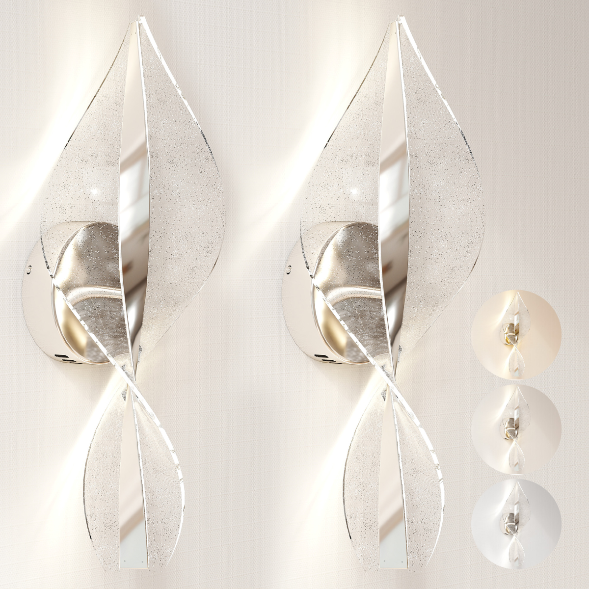Homcom Led Wall Lamp 2 Pack, Modern Indoor Spiral Wall Light, Silver