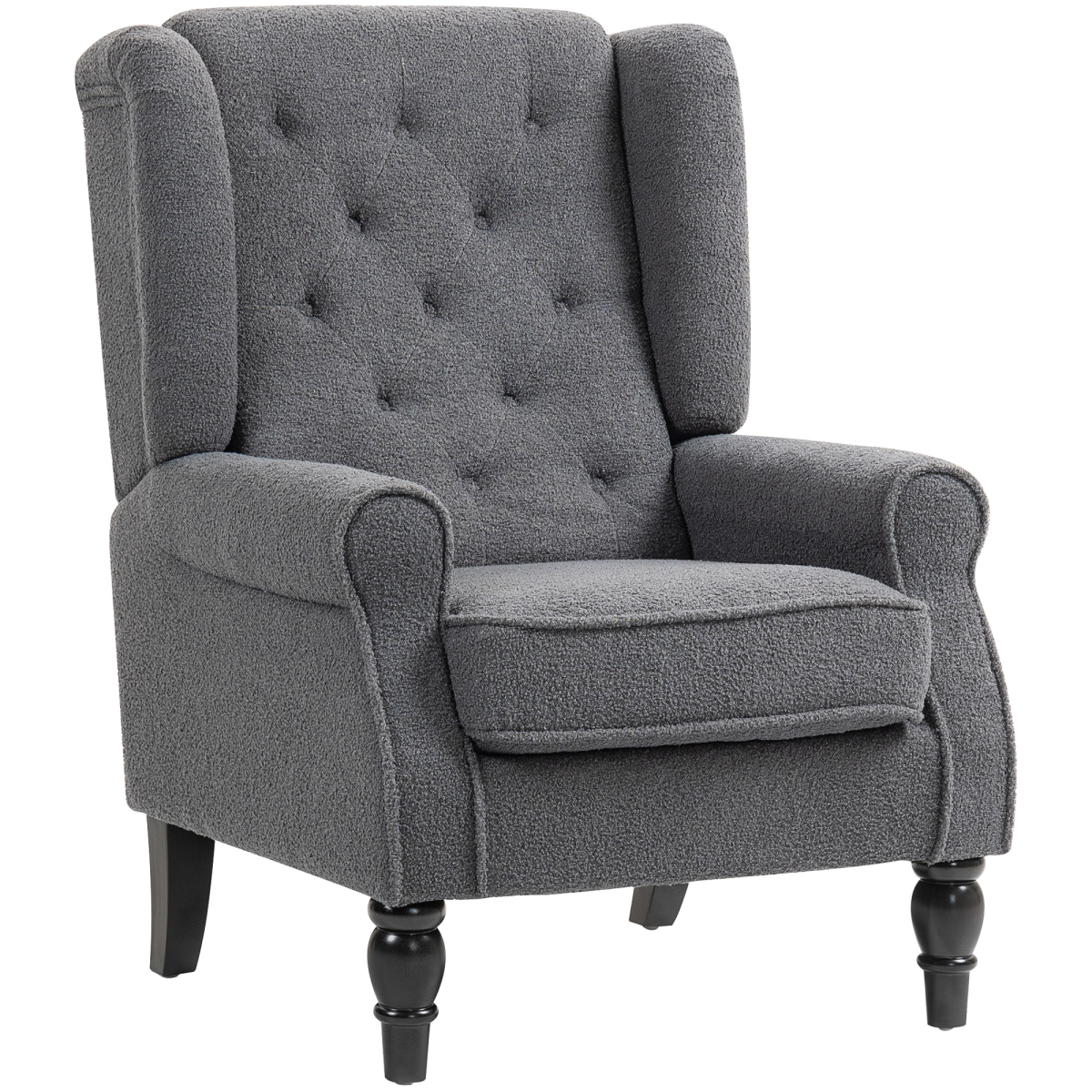 Homcom Accent Armchair Home Furniture Retro Tufted Club Fabric Charcoal Grey