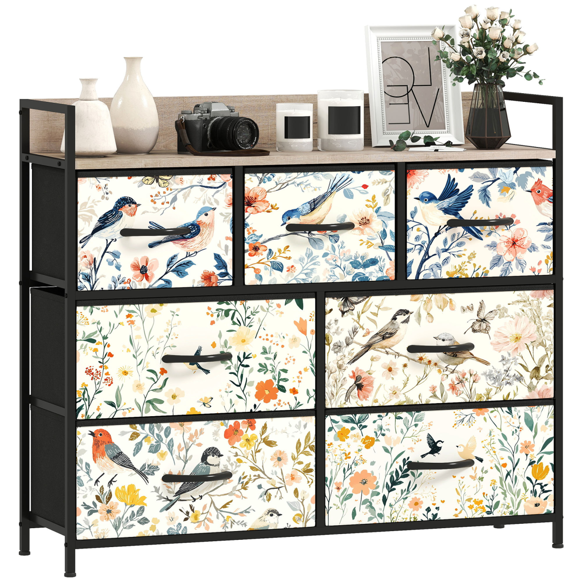 Homcom 7-Drawer Chest Of Drawers, Fabric Dresser, White