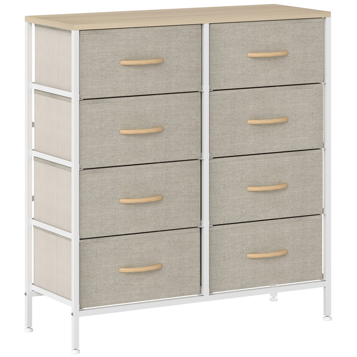 Homcom 8 Drawer Fabric Chest Of Drawers W/ Wooden Top For Hallway Maple