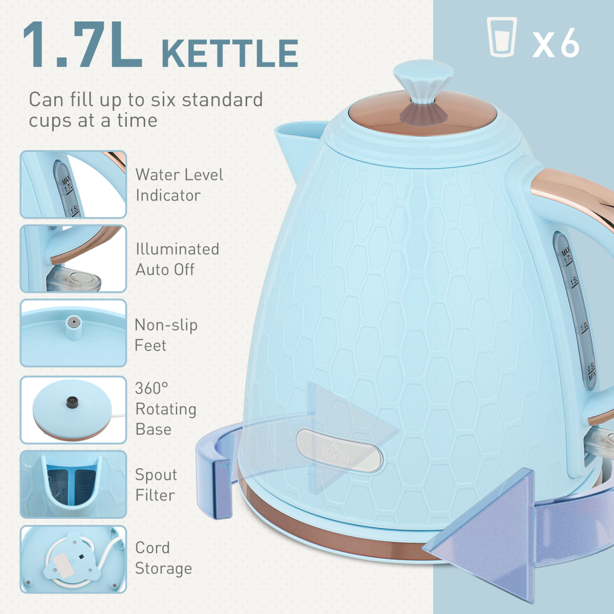 Kettle and Toaster Set 1.7L Kettle & 2 Slice Toaster Set - Produktbild 3