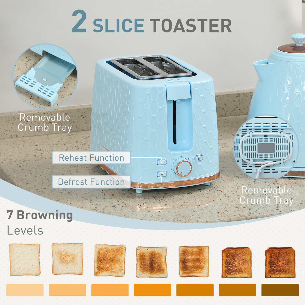 Kettle and Toaster Set 1.7L Kettle & 2 Slice Toaster Set - Produktbild 4