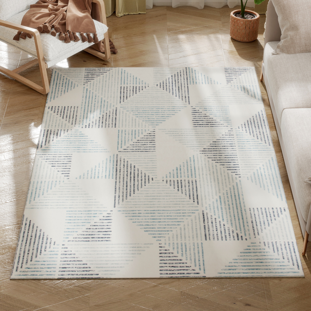 Homcom Non-Slip Large Rug For Living Room 170 X 120 Cm, Multi-Coloured