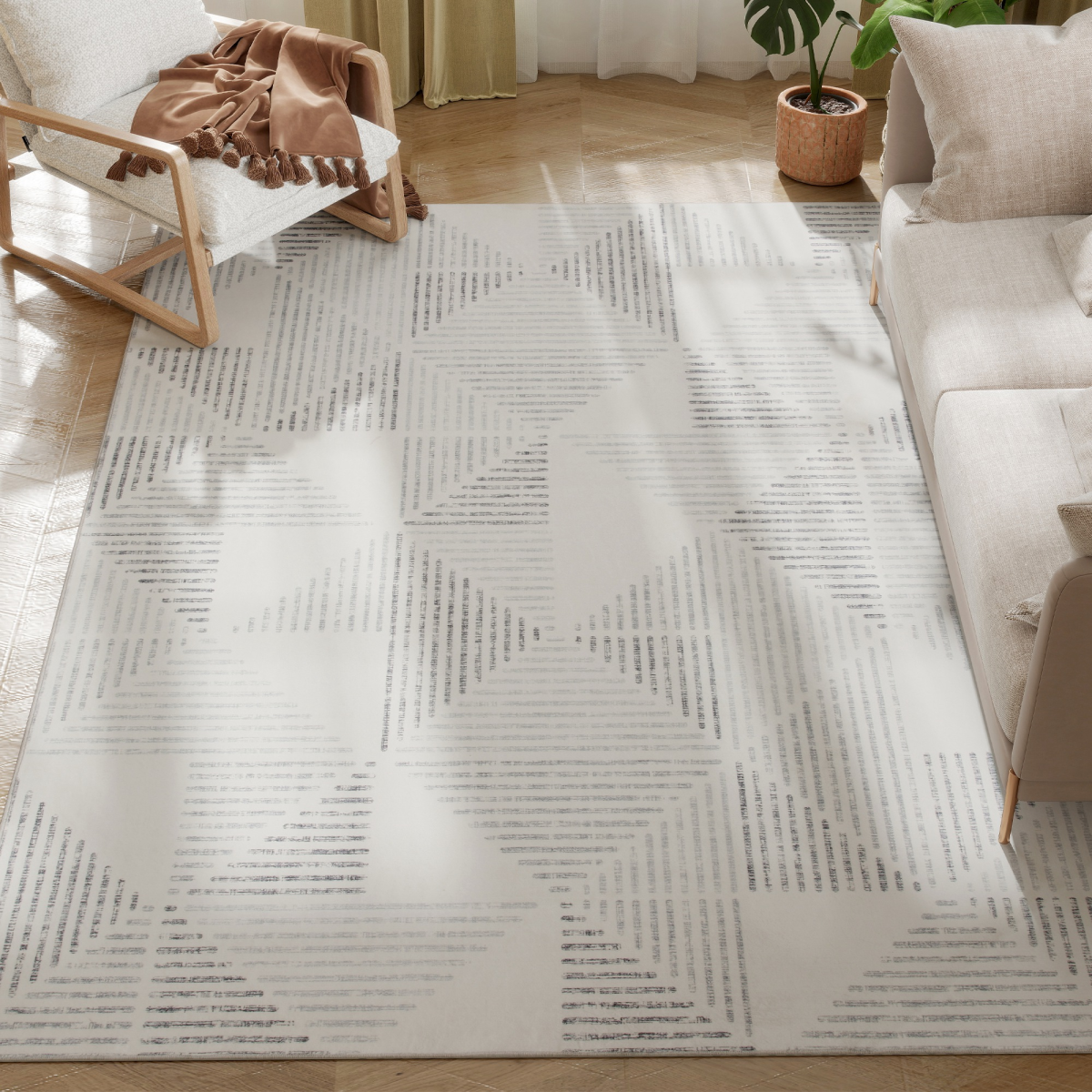 Homcom Non-Slip Large Rug For Living Room 230 X 160 Cm, Grey