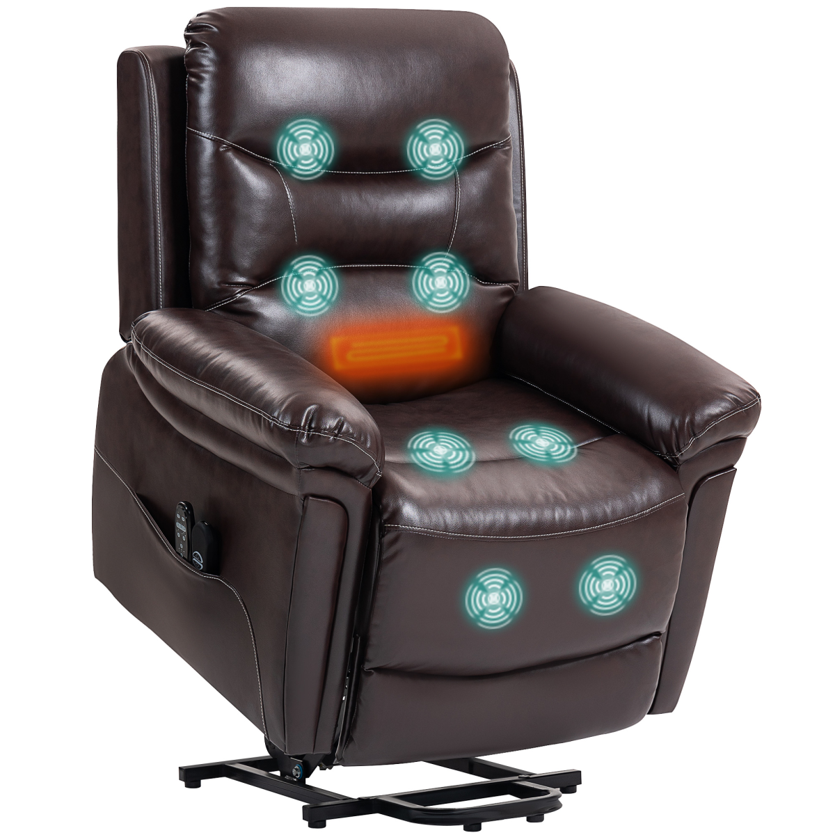 Homcom Massage Recliner Chair, Lift Chair With Heat, Usb, Remote, Brown