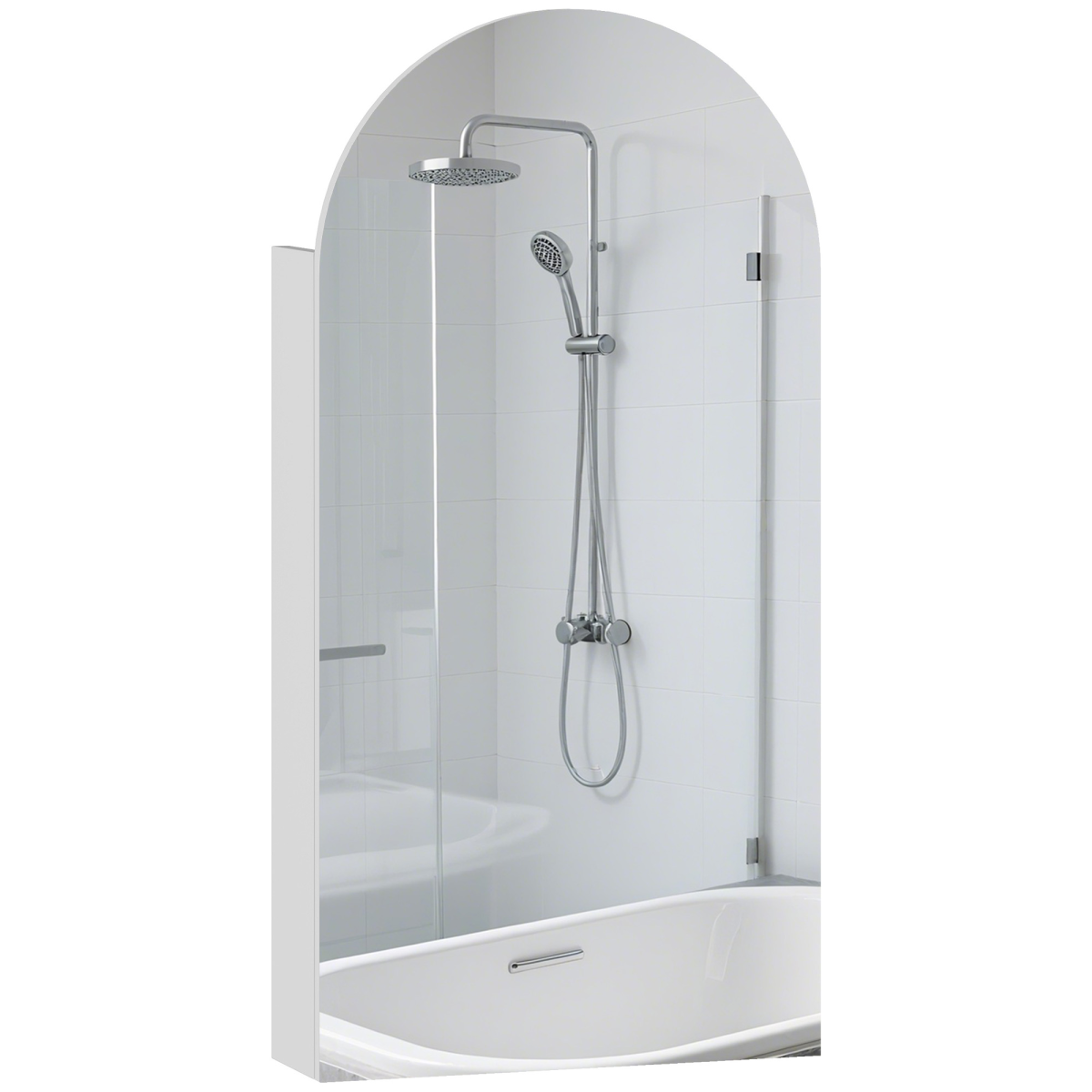 Homcom Bathroom Mirror Cabinet With Adjustable Glass Shelves, White