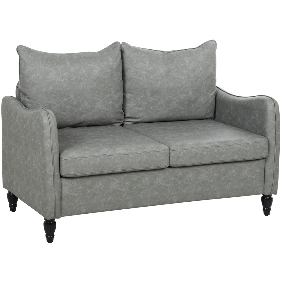 Homcom Two-Seater Sofa, Modern Small Sofa With Solid Wood Legs, Grey