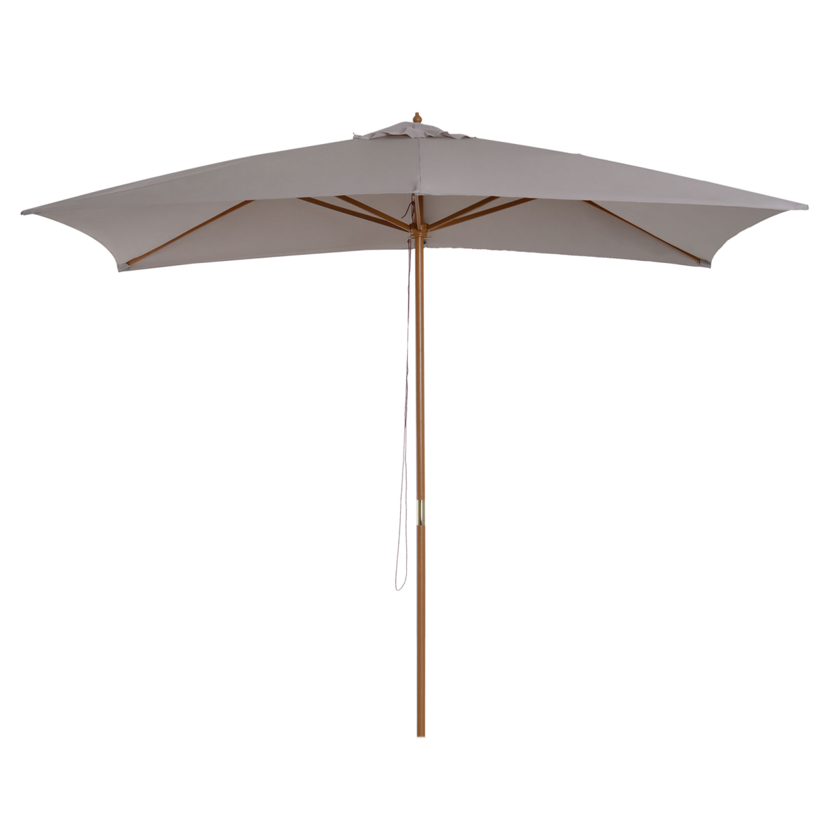 2 X 3m Wood Square Parasol Sun Shade Garden Outdoor Umbrella Canopy Light Grey