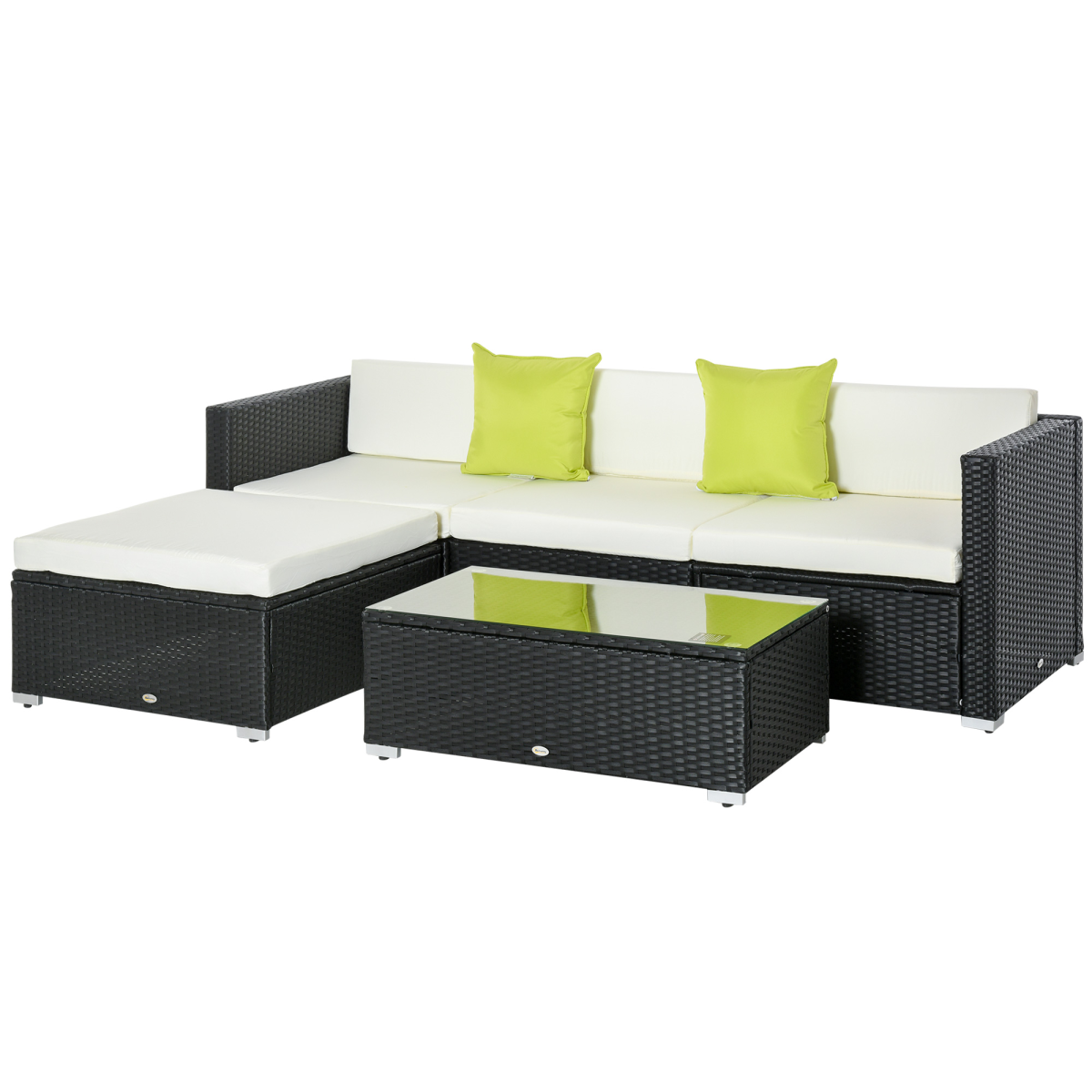  5 Pcs Rattan Sofa Set-Black