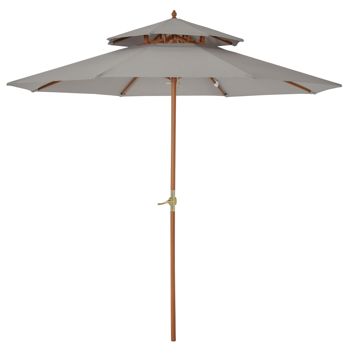 Wood Patio Parasol Sun Shade Outdoor Garden Umbrella Canopy Grey