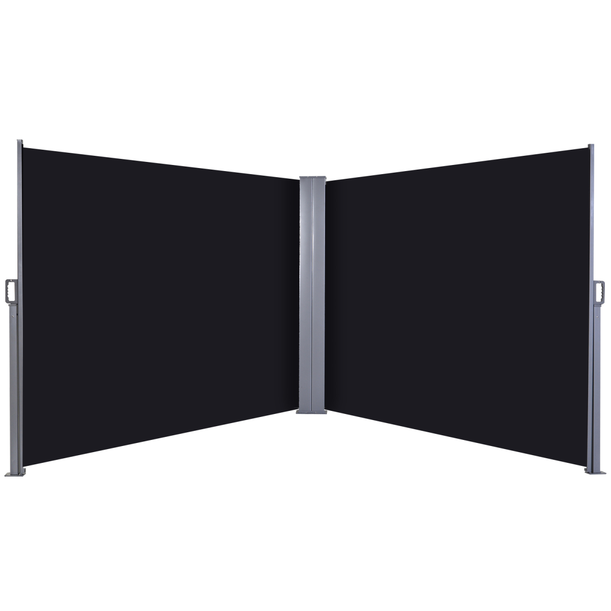  Steel Frame Outdoor Garden Pull Out Double Side Awning Black