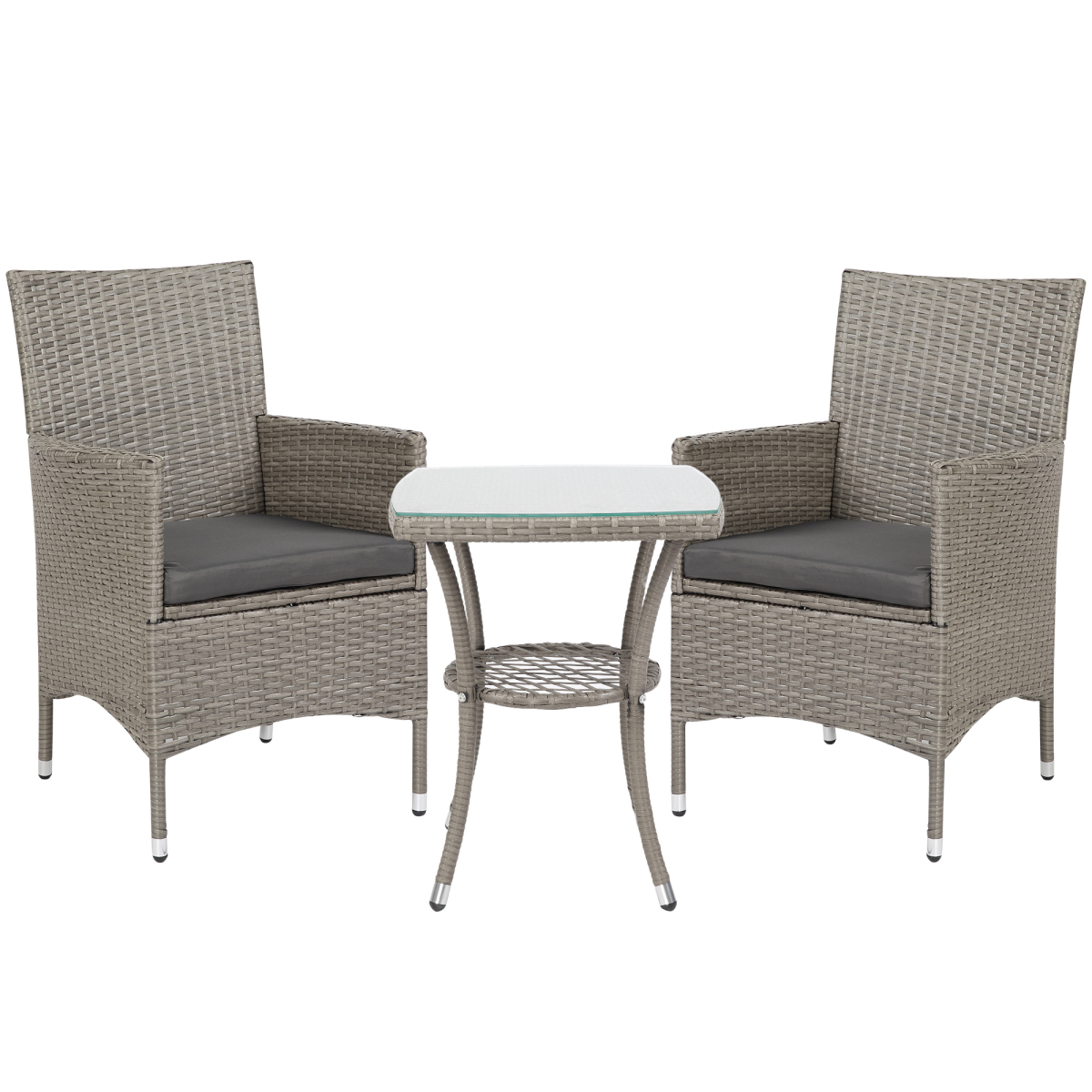  3pc Rattan Coffee Set-Grey