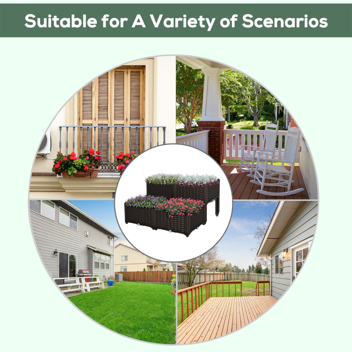  PP Set Of 4 Raised Outdoor Garden Planter Box Brown — image 5