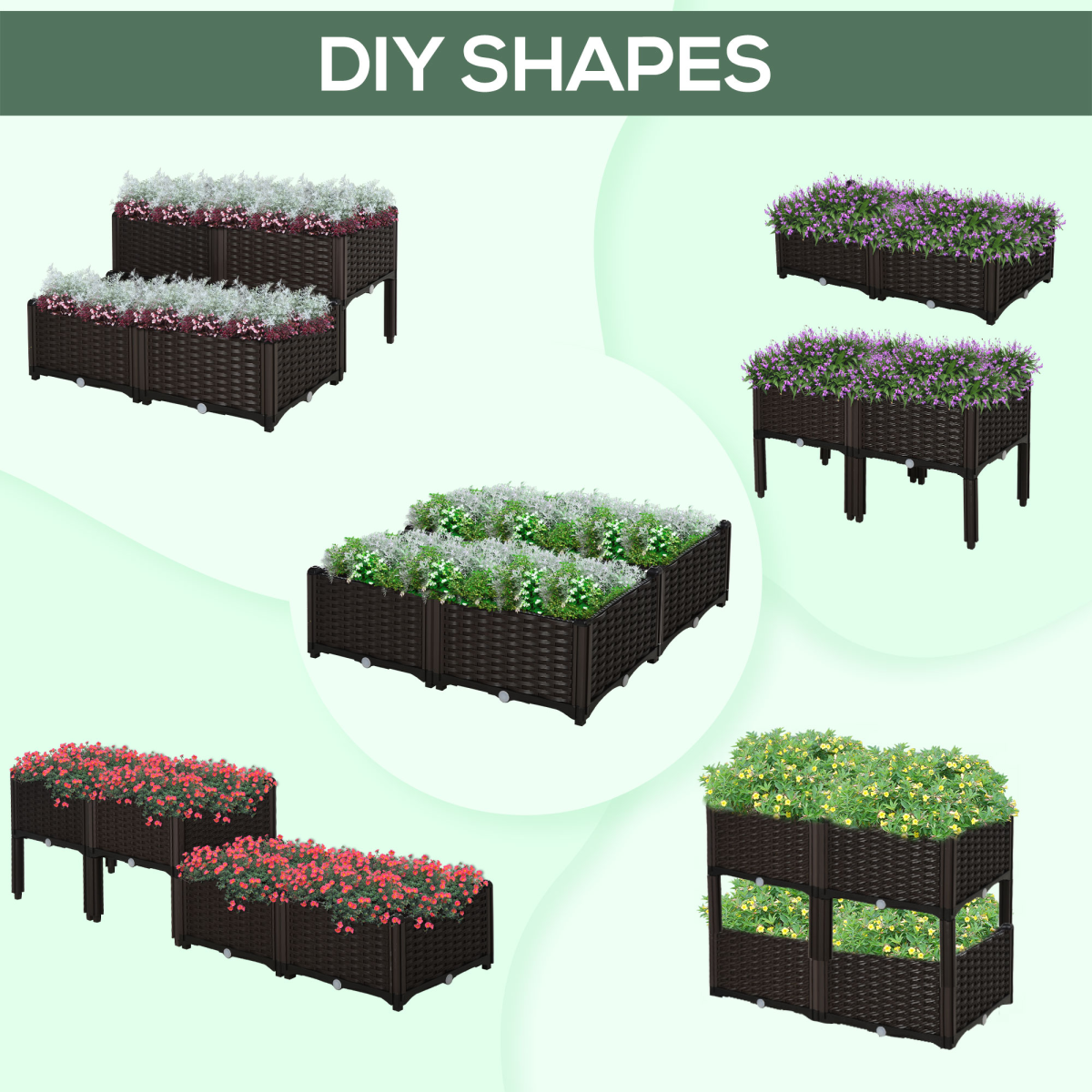  PP Set Of 4 Raised Outdoor Garden Planter Box Brown — image 7