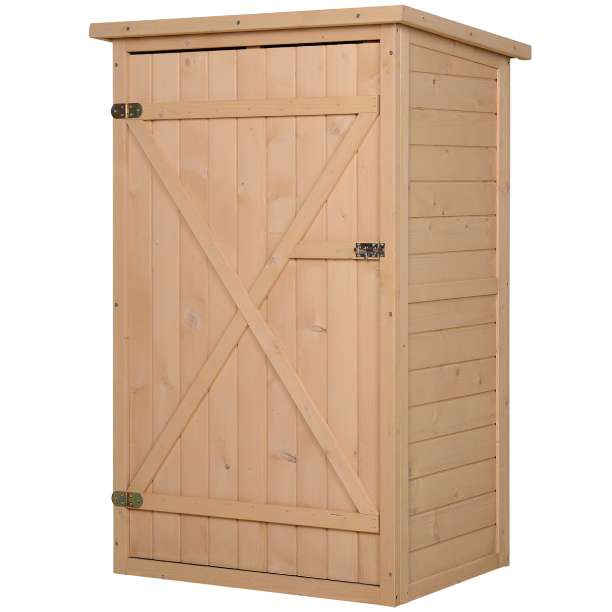 Garden Shed Outdoor Tool Storage W/ 2 Shelve 75 X 56 X115cm Natural