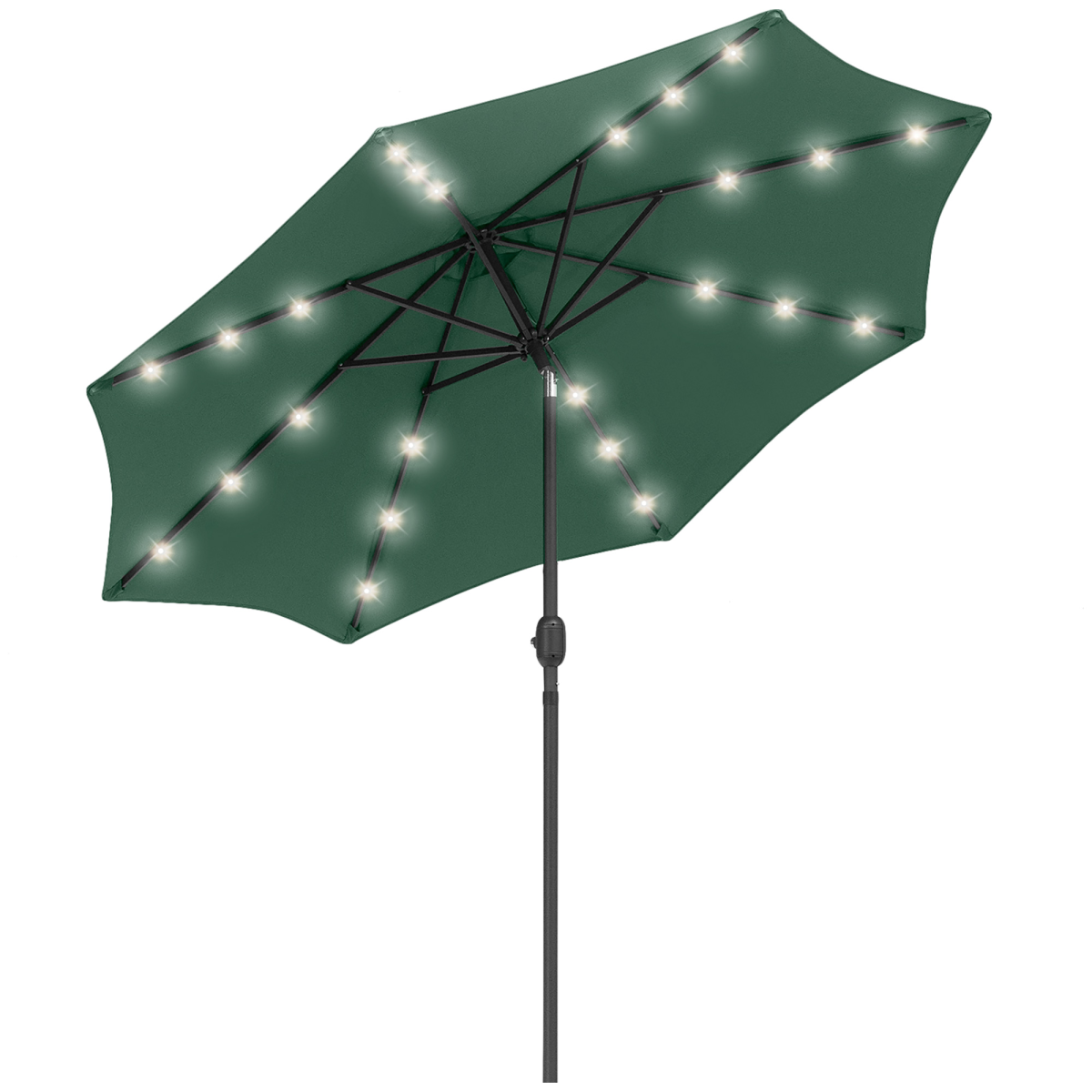 2.7m Patio Led Umbrella Push Button 8 Ribs Sun Shade Table Market Umbrella Green