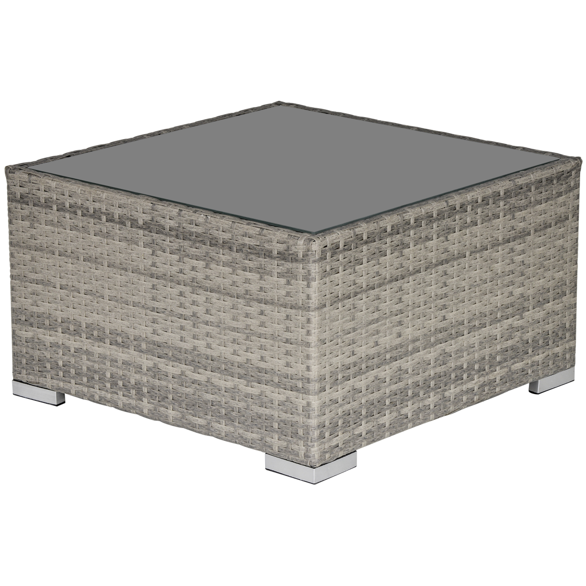 Patio Wicker Coffee Table W/ Glass Top Suitable For Garden Backyard