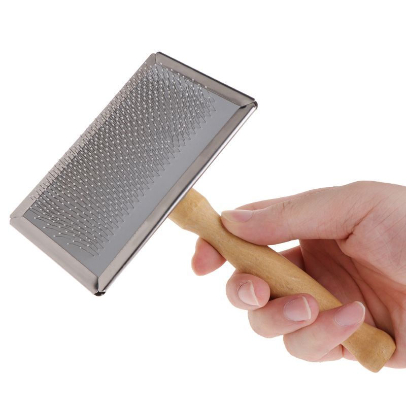 OOTDTY Pet Grooming Comb - Shedding Hair Removal - Wood Handle Slicker Brush