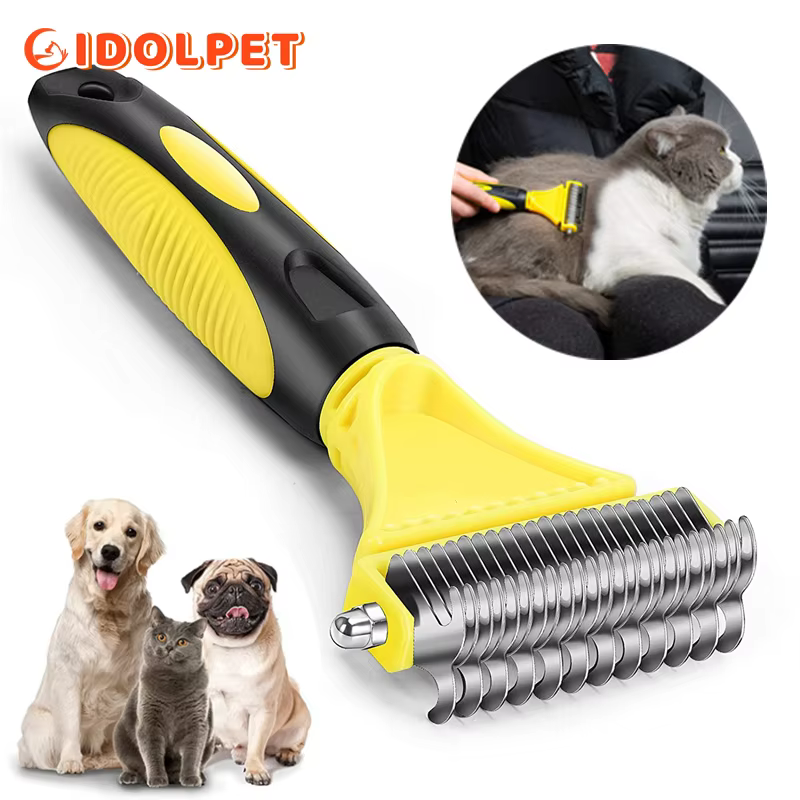 Pet Grooming Brush - Dual-Purpose, No-Tangle Design for Healthy Coats
