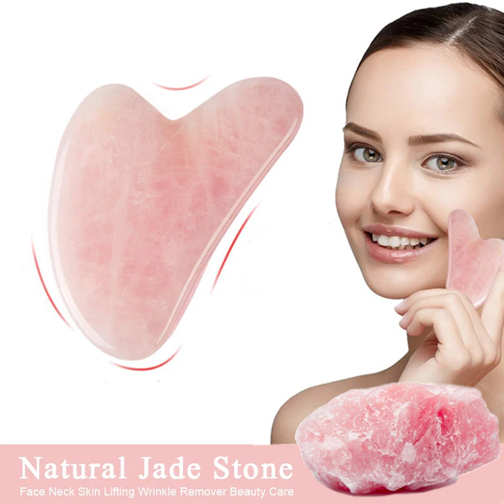 mchpee Natural Rose Jade Gua Sha Facial Massager for Radiant Skin | GlowTherapy UK product image 1